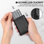 TENBST Slim Wallet Herren mit Pop-up Kartenfach & RFID-Schutz – Carbon-Schwarz – Bild 3
