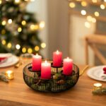 Sziqiqi Adventskranz Modern 30cm Metall Schwarz – Kerzenhalter mit Metallgestell für Weihnachtsdeko – Bild 2