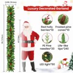 Rintea Weihnachtsgirlande 270 cm mit 50 LED-Lichtern – Künstliche Tannengirlande für Innen & Außen – Bild 3