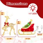 DELICHTER Rentier mit Schlitten 107 cm – 117 LED Warmweiss mit Musik & Bewegungsmelder – Bild 2