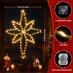 Quntis 2er Set LED Weihnachtsstern 58cm faltbar – Warmweiss Fensterdeko mit Timer – Bild 2