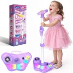 Dislocati Karaoke Maschine für Kinder mit 2 Mikrofonen – Singspielzeug mit LED-Effekten