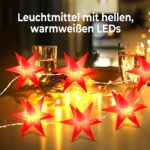 OVILUM 3D Stern Lichterkette rot mit LED & Timer – 10 Leuchtsterne à Ø 12 cm – Bild 2