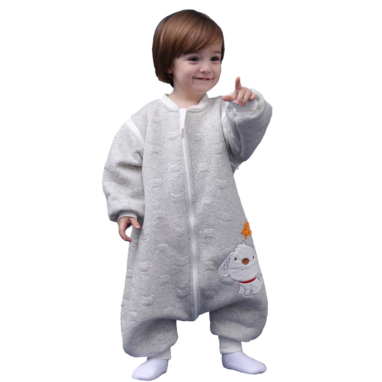 MIKAFEN Baby Schlafsack Langarm mit Füssen 2.0 Tog – Ganzjahres Schlafanzug für Babys