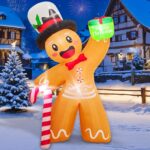 GUDELAK 180 cm Aufblasbarer Lebkuchenmann – LED-Weihnachtsdeko für Garten & Innen