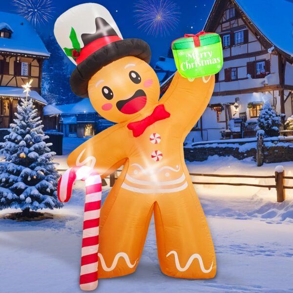 GUDELAK 180 cm Aufblasbarer Lebkuchenmann – LED-Weihnachtsdeko für Garten & Innen