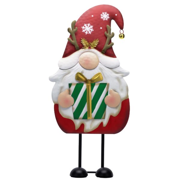 48cm Metall Weihnachtswichtel mit rotem Santa-Anzug – Gartendeko für innen & aussen