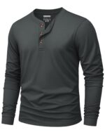 KEFITEVD Henley Langarmshirt Herren – Baumwolle Regular Fit mit 3 Knöpfen