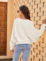 Fessceruna Damen Oversize Strickpullover mit Fledermausärmel – Wärmender Winterpulli – Bild 7