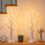 DELICHTER 4er Set Lichterbaum 60 cm mit 24 LEDs – Warmweiss Dekozweige für Innen – Bild 8