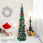 5FT Pop-up Weihnachtsbaum mit LED-Beleuchtung & 30 Weihnachtskugeln – Faltbar für schnelle Montage – Bild 2