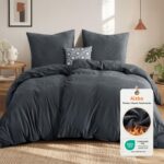 Aisbo Plüsch Bettwäsche 135x200 4teilig Grau – Teddy Fleece Winterbettwäsche mit Reissverschluss