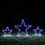 Lights4fun 3er Set LED Stern Silhouetten mit Timer – Warmweiss Aussendeko – Bild 2