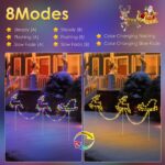 Quntis 2m LED Rentiere mit Schlitten – 129 LEDs IP65 Weihnachtsdeko Außen mit Timer & 8 Modi – Bild 2