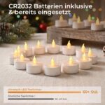 cimetech 24er LED Teelichter mit Timer & Fernbedienung – flammenlose Kerzen für sichere Dekoration – Bild 3