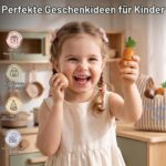 Lehoo Castle Kaufladen Zubehör Holz – 23-teiliges Kinderküche Set mit Einkaufstasche für Kinder ab 3 – Bild 7