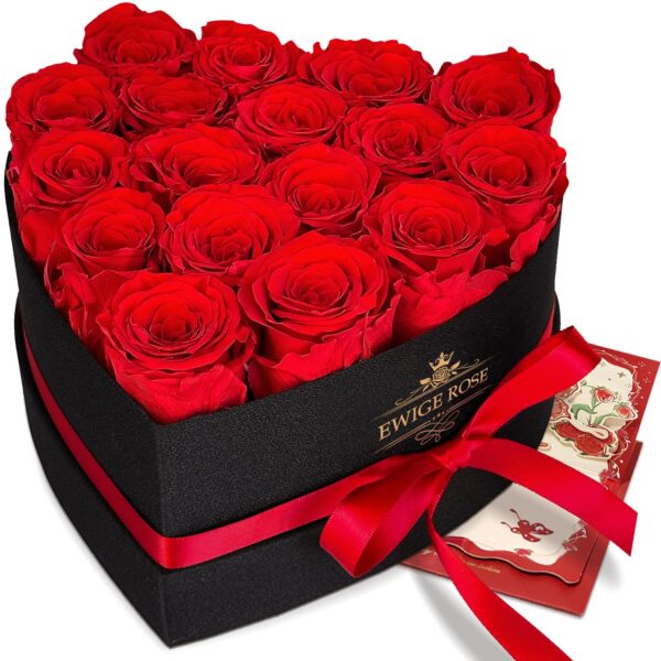 17er Infinity Rosen Geschenkbox Herzform – Konservierte Rosen 3 Jahre haltbar