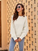 Fessceruna Damen Oversize Strickpullover mit Fledermausärmel – Wärmender Winterpulli – Bild 3