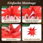 SALCAR 60cm 3D LED Leuchtstern Rot – Wetterfester Weihnachtsstern für Innen & Aussen – Bild 6