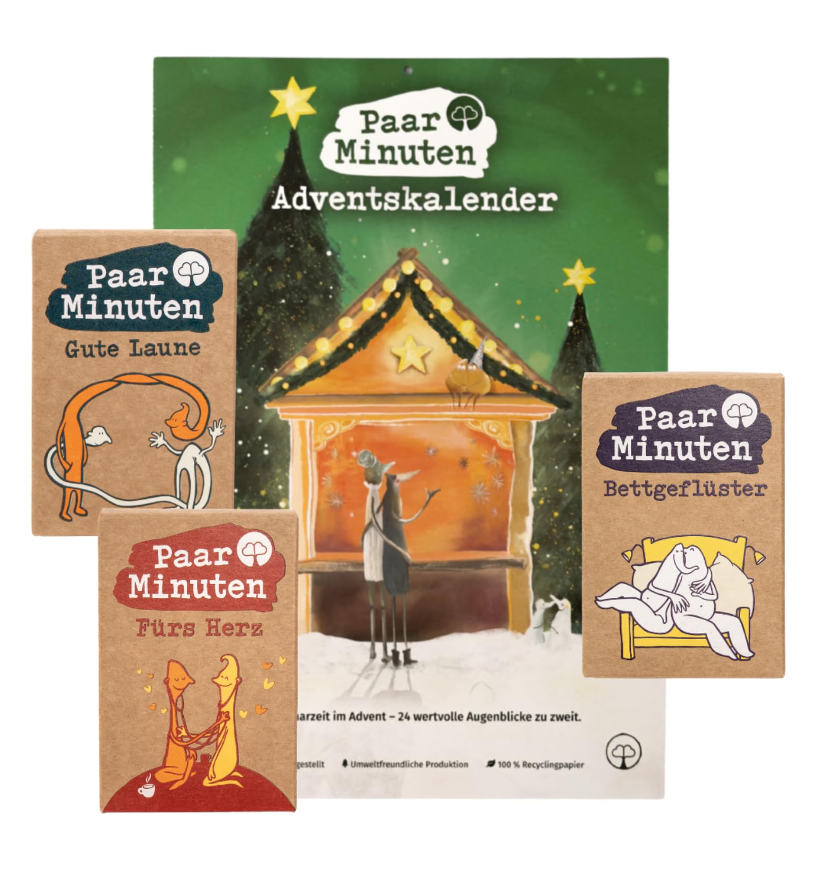 PaarMinuten Adventskalender 2026 + 3 Kartensets – 24 Erlebnisse & 159 Gesprächsimpulse für Paare