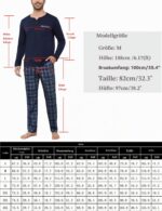 Bresdk Herren Schlafanzug Baumwolle – Zweiteiliges Pyjama Set mit V-Ausschnitt für Winter – Bild 6