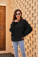Fessceruna Damen Oversize Strickpullover mit Fledermausärmeln – Eleganter Rundhals-Pulli für Winter – Bild 5