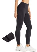 Comallan Damen Thermo Leggings mit Taschen – Fleece gefüttert & wasserdicht