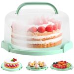 Ohuhu Kuchen Transportbox 10 Zoll – 3in1 Tortenbox mit Cupcake Tablett & Tragegriff