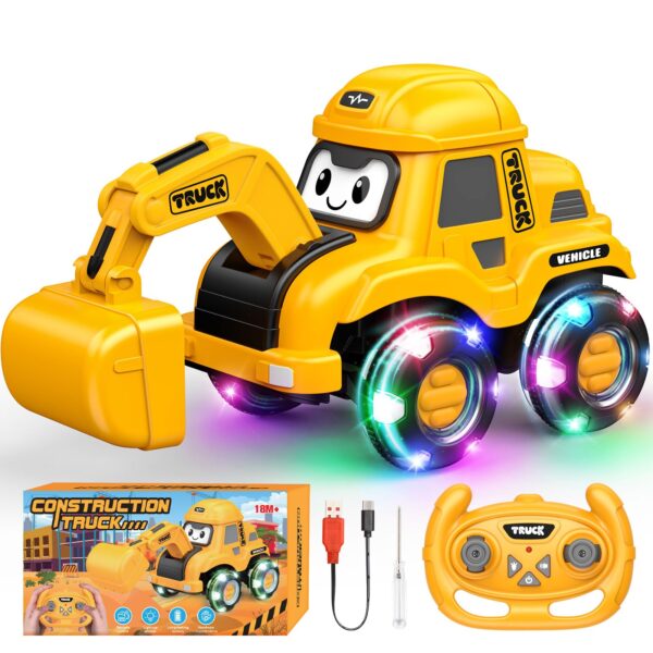 HappyGoLucky RC Bagger 2.4Ghz – Ferngesteuertes Baufahrzeug mit LED für Kinder ab 2 Jahren
