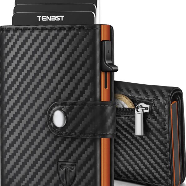 TENBST Geldbörse Herren mit Pop-up-Kartenfach & RFID Schutz – Slim Wallet Schwarz