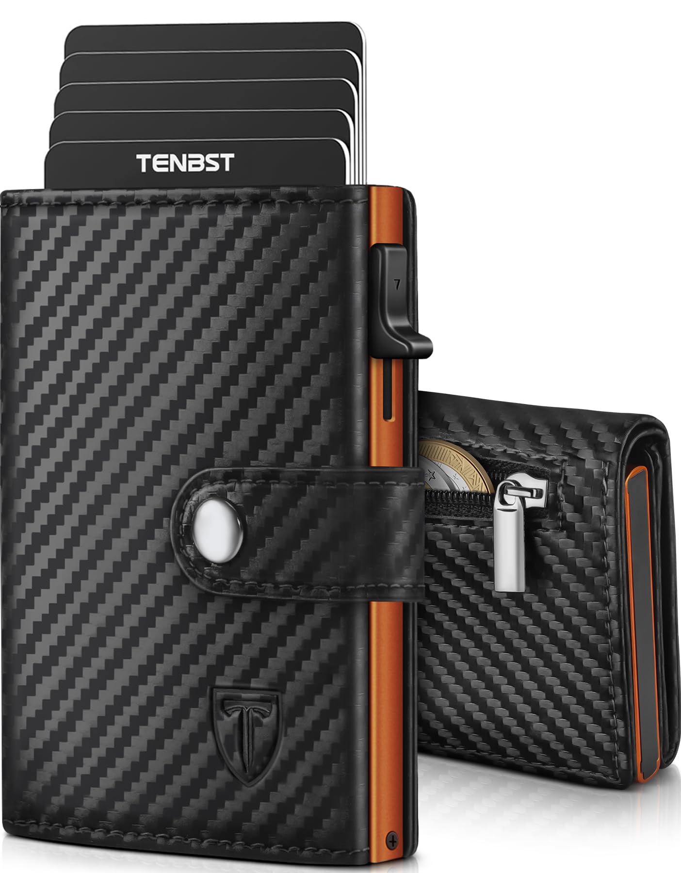 71W8jajfnAL._SY1800_.jpg TENBST Geldbörse Herren mit Pop-up-Kartenfach & RFID Schutz – Slim Wallet Schwarz – Bild 1