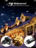 ARKOCHIC 10m LED Lichterkette Eisregen Warmweiss – Fernbedienung, IP65, 8 Modi für Aussen – Bild 5