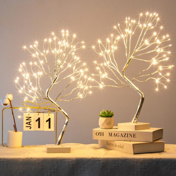DELICHTER 2er Pack Lichterbaum 45 cm mit 108 warmweissen LEDs – USB/Batteriebetrieb