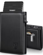TENBST Slim Wallet Herren mit RFID Schutz – Kompaktes Kartenetui 8 Fächer Schwarz