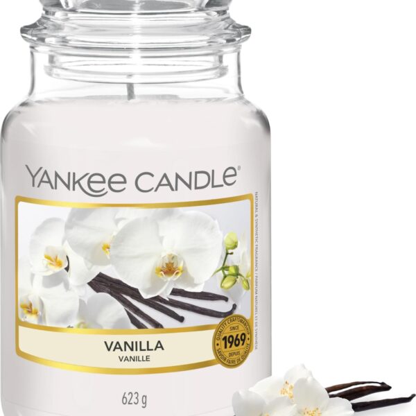 Yankee Candle Vanilla Duftkerze groß – 150 Std. Brenndauer im Glas