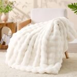 BEDELITE Bubble Kuscheldecke 150x200 cm Kaninchenfellimitat – Premium Wohndecke 870GSM – Bild 6