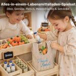 Lehoo Castle Kaufladen Zubehör Holz – 23-teiliges Kinderküche Set mit Einkaufstasche für Kinder ab 3 – Bild 2