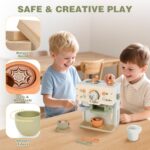 Dreamon Holz-Kaffeemaschine für Kinderküche – 15-teiliges Rollenspiel-Set ab 3 Jahren – Bild 6
