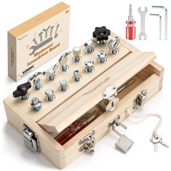 Vanplay Montessori Holzspielzeug mit Schraubendreher-Set – Motorikspielzeug ab 3 Jahren