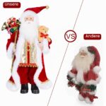 Uten Weihnachtsmann Figur 43 cm – Stehende Santa Claus Deko mit Geschenktüte & Bär – Bild 7