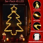Dekofun 3er-Set LED Weihnachtsbäume 55 LEDs – Batteriebetriebene Fensterbeleuchtung mit Timer – Bild 2