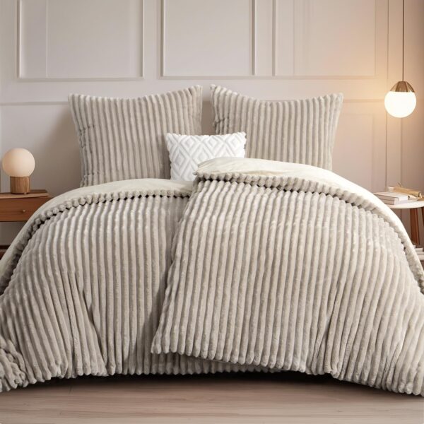 RUIKASI Winter Flanell Bettwäsche 135x200 4teilig – Plüsch Fleece Bettbezug mit Reissverschluss