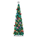 5FT Pop-up Weihnachtsbaum mit LED-Beleuchtung & 30 Weihnachtskugeln – Faltbar für schnelle Montage