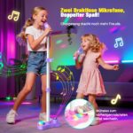 Dislocati Karaoke Maschine für Kinder mit 2 Mikrofonen – Singspielzeug mit LED-Effekten – Bild 2