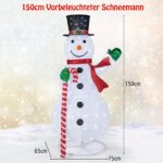 COSTWAY LED Schneemann 150 cm – Beleuchtete Weihnachtsdeko mit 180 Lichtern für innen & aussen – Bild 2