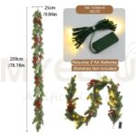 MYELLU Künstliche Kieferngirlande 2m mit Beeren – Realistische Weihnachtsdeko für Innen & Aussen – Bild 2