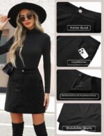 HEEKPEK Damen Cordrock A-Linie mit hoher Taille – Vintage Minirock für Herbst & Winter – Bild 5