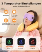 Telepepe beheizte Augenmaske mit Akku – Wärmebrille 3 Stufen, waschbar (Lila) – Bild 3