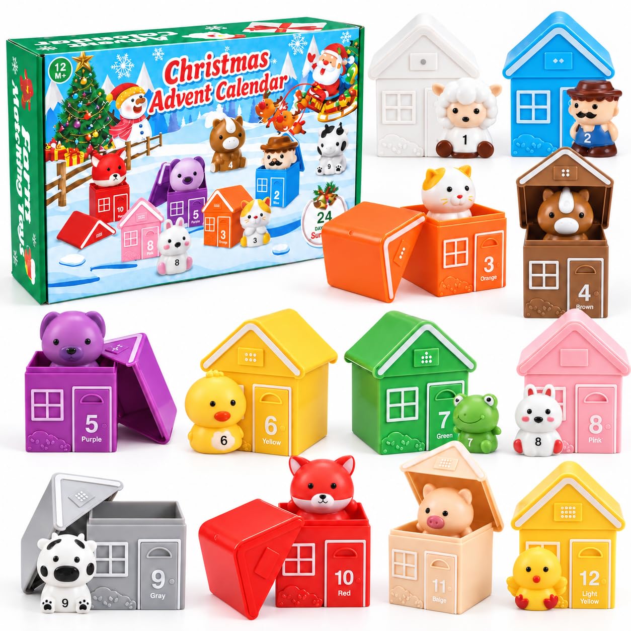 Bauernhof-Adventskalender für Kinder 1-3 Jahre – 24 Überraschungen & Montessori Lernspielzeug