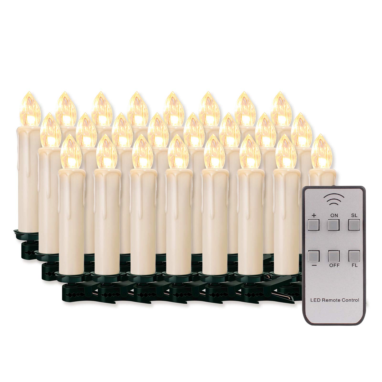 71bsHqSAGJL._SY1600_.jpg 40er LED Kerzen Lichterkette mit Fernbedienung – Flammenlose Weihnachtskerzen für Baum & Deko – Bild 1